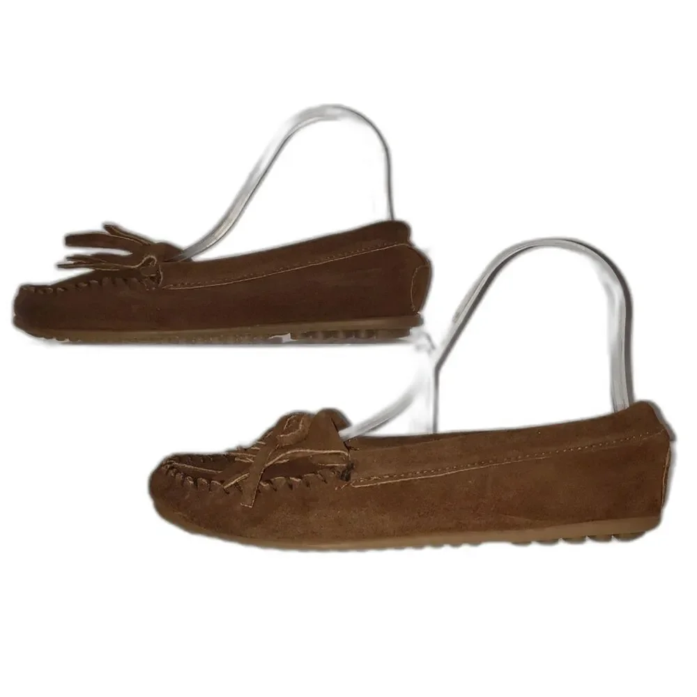 MINNETONKA Brown Suede Moccasins Loafers Shoes Girls Size 7.5